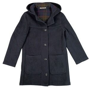 Burberry London Women's US 6 Wool Cashmere Warm Hooded Duffle Coat Plaid Lined